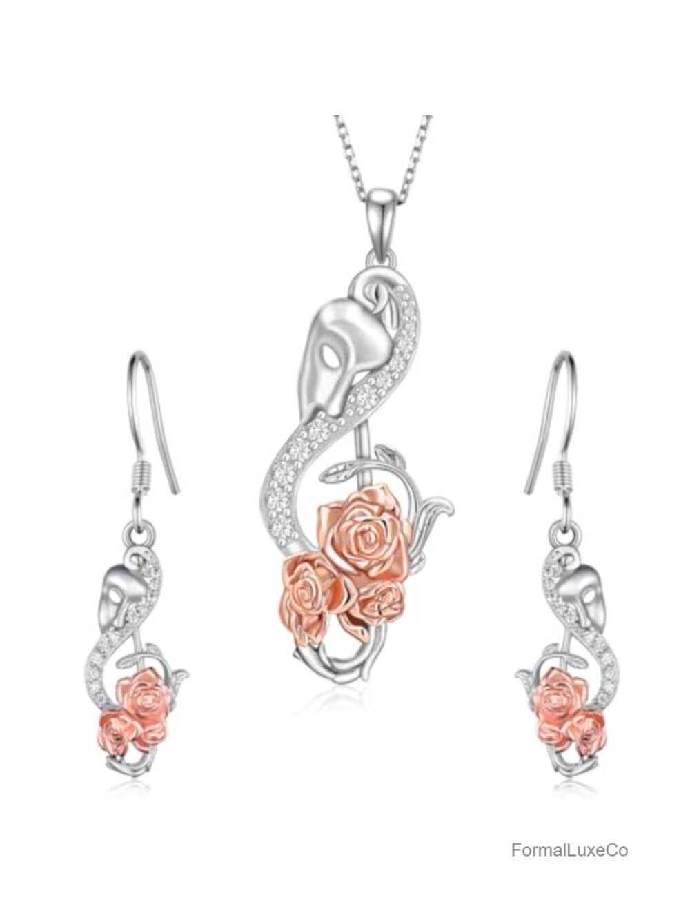 Phantom of the Opera Necklace & Earrings 925 Sterling Silver Musical Theater